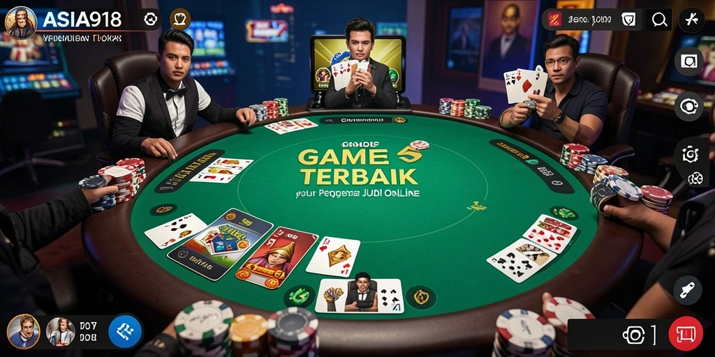 Tangkapan layar gameplay ASIA918 yang menampilkan suasana poker yang mendebarkan.