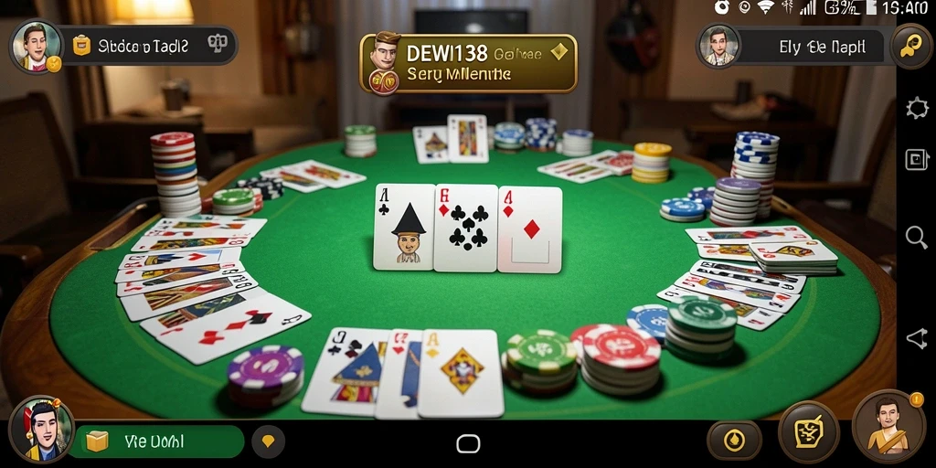 Tampilan gameplay seru DEWI138 yang menampilkan aksi Gaple.