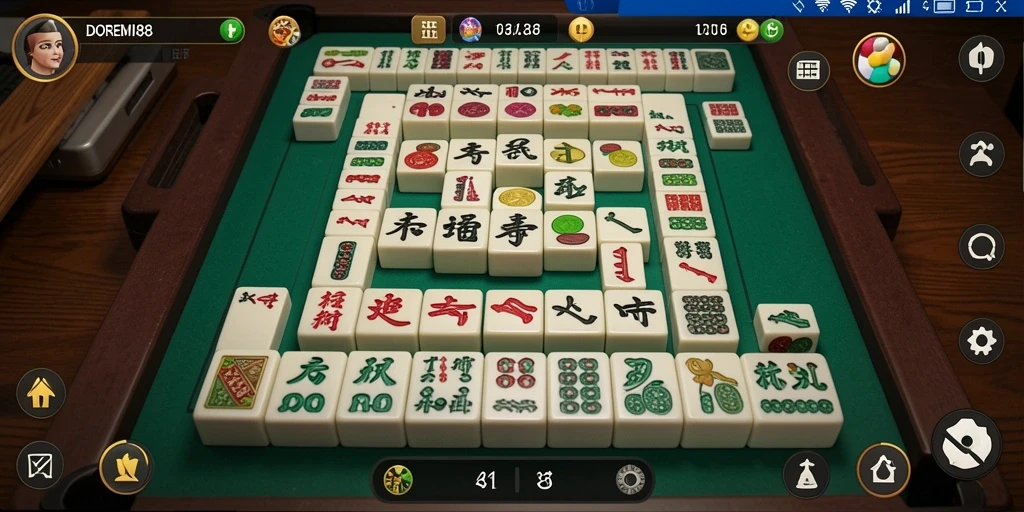 Screenshot DOREMI88 menampilkan gameplay Mahjong yang seru dan menantang.