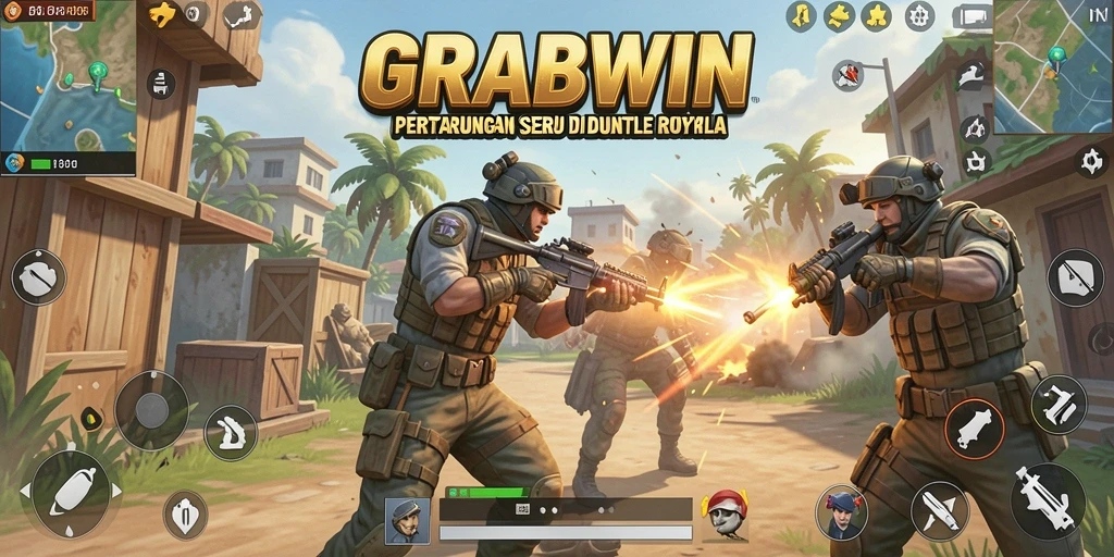 Tampilan gameplay seru dari GRABWIN dalam pertarungan Battle Royale.