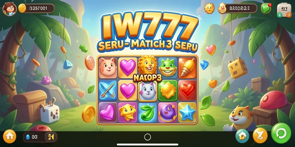 Screenshot menunjukkan gameplay seru IW777 dengan kombinasi warna-warni.