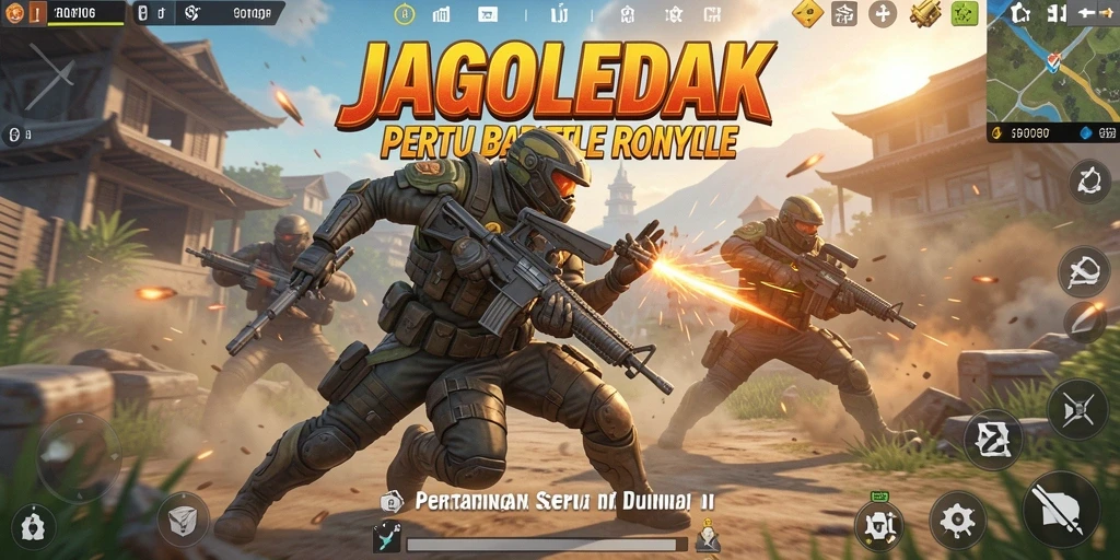 Tampilan gameplay JAGOLEDAK yang dinamis dalam pertarungan Battle Royale.