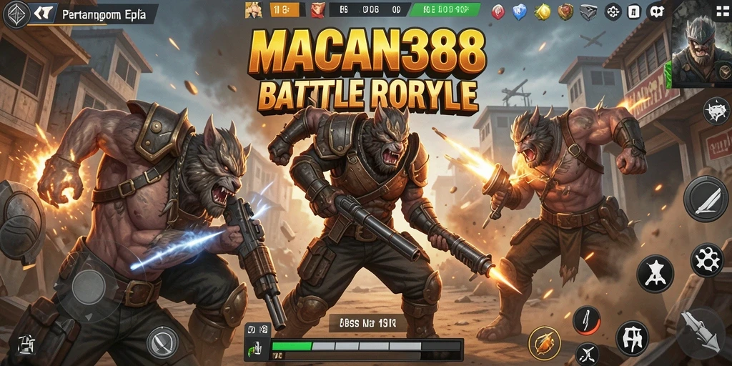 Gameplay menegangkan dalam pertarungan Battle Royale di MACAN388.