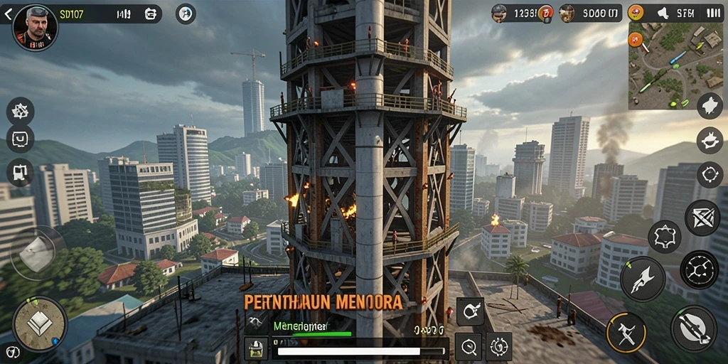 Tangkapan layar gameplay menampilkan aksi seru game Tower Defense.