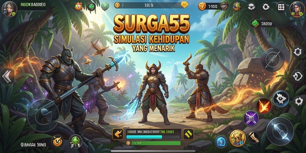 Tampilan gameplay SURGA55 yang interaktif dan penuh warna.