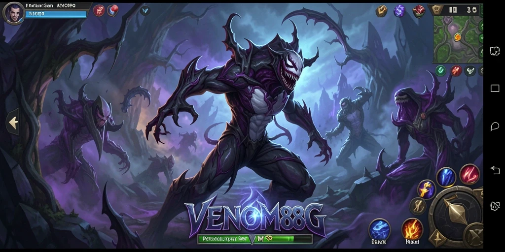 Screenshot gameplay <strong>VENOM889</strong> menunjukkan pertarungan seru dan dunia yang menawan.
