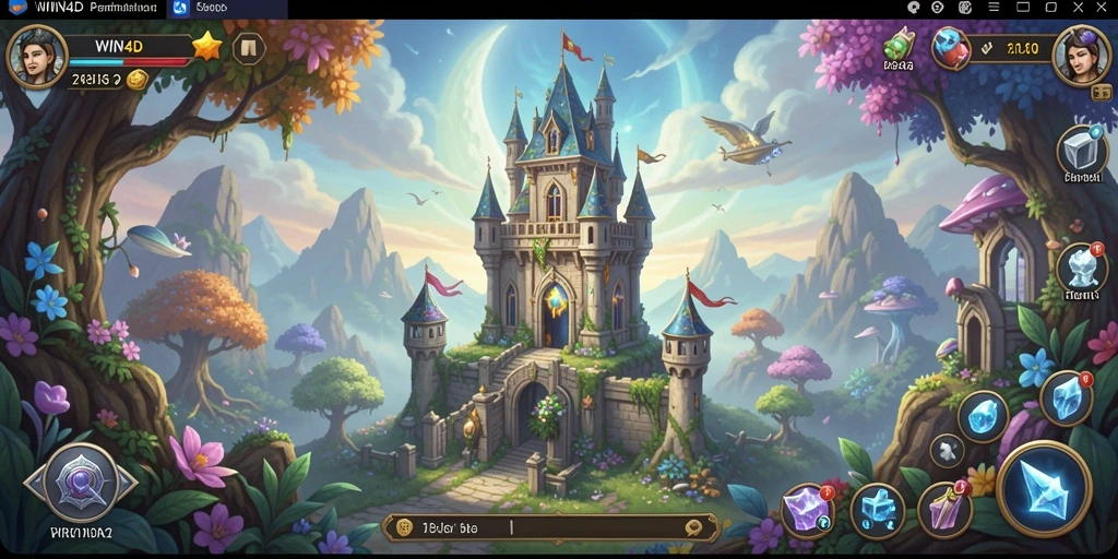 Screenshot gameplay WIN4D menampilkan aksi menara bertahan yang mendebarkan.
